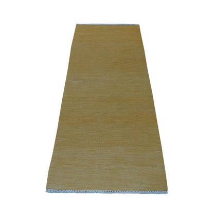 Flat Weave Wool Hand Woven Rug Yellow Golden Nugget 2.6X6.8 -O054250