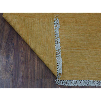 Flat Weave Wool Hand Woven Rug Yellow Golden Nugget 2.6X6.8 -O054250