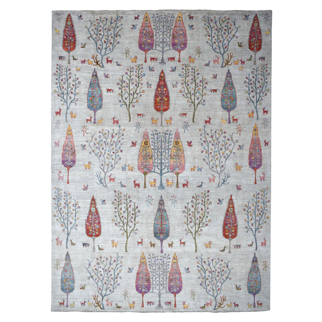 Transitional Wool Hand Knotted Rug Grey Feather Gray 11.7X14.8 -O054281