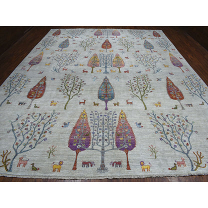 Transitional Wool Hand Knotted Rug Grey Feather Gray 11.7X14.8 -O054281