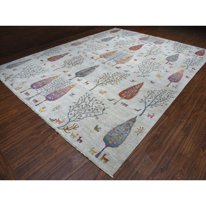 Transitional Wool Hand Knotted Rug Grey Feather Gray 11.7X14.8 -O054281