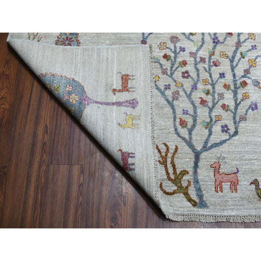 Transitional Wool Hand Knotted Rug Grey Feather Gray 11.7X14.8 -O054281
