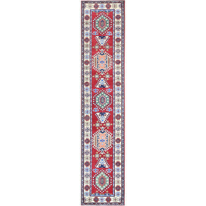 Kazak Wool Hand Knotted Rug Red 2.9x13.1 -O0542