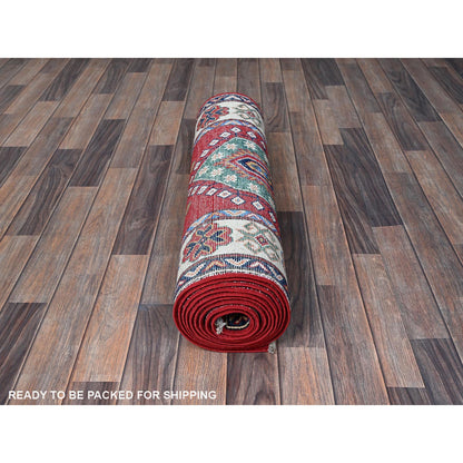 Kazak Wool Hand Knotted Rug Red 2.9x13.1 -O0542