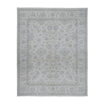Oushak And Peshawar Wool Hand Knotted Rug Ivory Ivory 8.5X9.7 -O054389