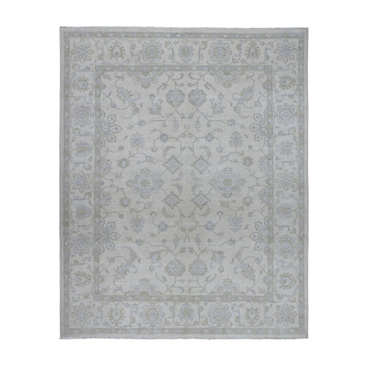 Oushak And Peshawar Wool Hand Knotted Rug Ivory Ivory 8.5X9.7 -O054389