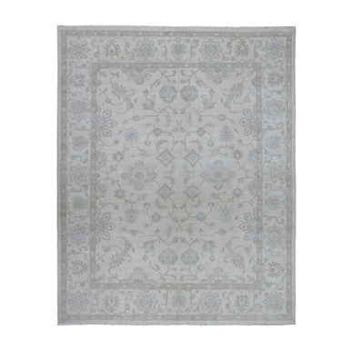 Oushak And Peshawar Wool Hand Knotted Rug Ivory Ivory 8.5X9.7 -O054389