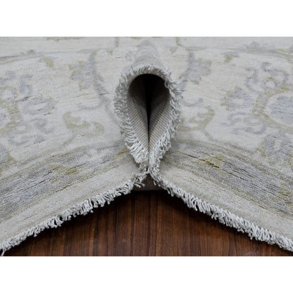 Oushak And Peshawar Wool Hand Knotted Rug Ivory Ivory 8.5X9.7 -O054389
