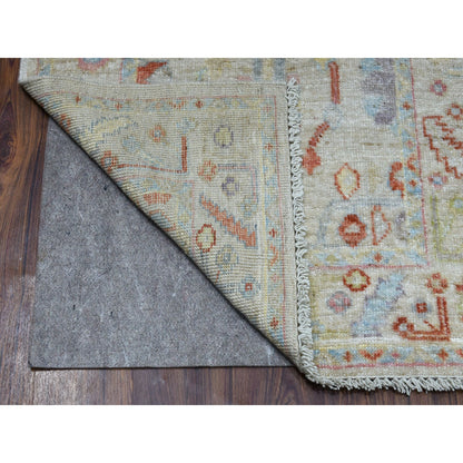 Oushak And Peshawar Wool Hand Knotted Rug Grey No Border 2.10X13.6 -O054429
