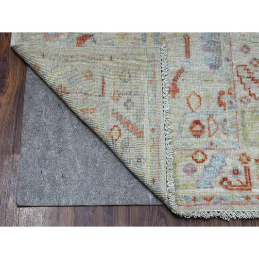 Oushak And Peshawar Wool Hand Knotted Rug Grey No Border 2.10X13.6 -O054429