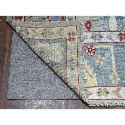 Oushak And Peshawar Wool Hand Knotted Rug Grey Silver Gray 8.0X9.5 -O054488