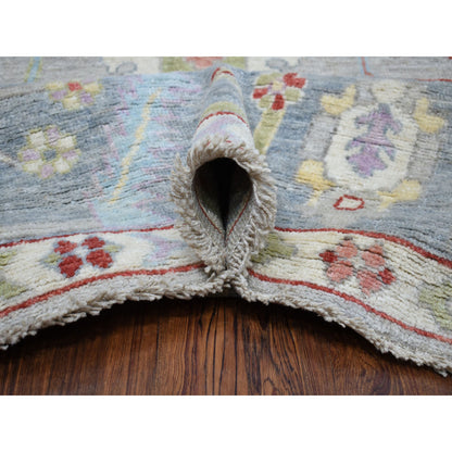 Oushak And Peshawar Wool Hand Knotted Rug Grey Silver Gray 8.0X9.5 -O054488