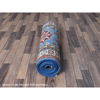 Kazak Wool Hand Knotted Rug Blue 2.10x15.11 -O0544
