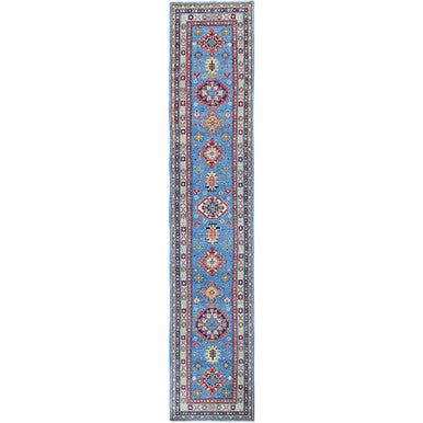 Kazak Wool Hand Knotted Rug Blue 3.2x16.1 -O0545