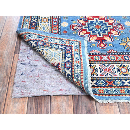 Kazak Wool Hand Knotted Rug Blue 3.2x16.1 -O0545