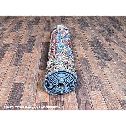 Kazak Wool Hand Knotted Rug Blue 3.2x16.1 -O0545