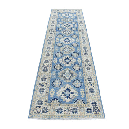 Kazak Wool Hand Knotted Rug Blue Ivory 2.8X9.6 -O054622