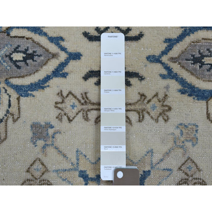 Kazak Wool Hand Knotted Rug Ivory Blue 2.8X9.1 -O054623
