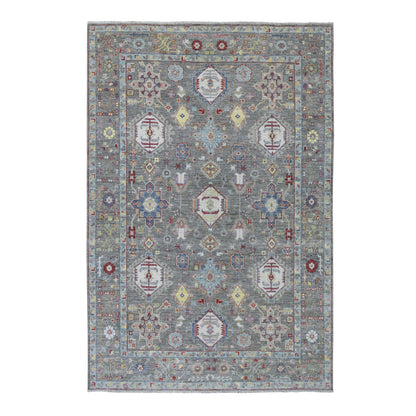 Oushak And Peshawar Wool Hand Knotted Rug Grey No Border 6.2X9.2 -O054649