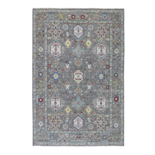 Oushak And Peshawar Wool Hand Knotted Rug Grey No Border 6.2X9.2 -O054649