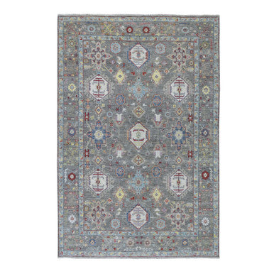 Oushak And Peshawar Wool Hand Knotted Rug Grey No Border 6.2X9.2 -O054649
