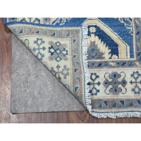 Kazak Wool Hand Knotted Rug Blue Ivory 2.8X9.5 -O054663