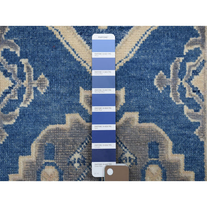 Kazak Wool Hand Knotted Rug Blue Ivory 2.8X9.5 -O054663