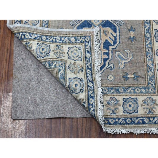 Kazak Wool Hand Knotted Rug Grey Ivory 2.8X9.7 -O054675