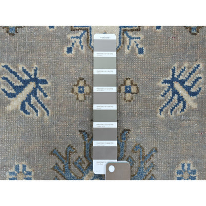 Kazak Wool Hand Knotted Rug Grey Ivory 2.8X9.7 -O054675