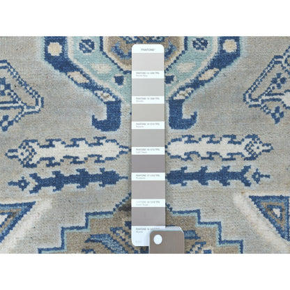 Kazak Wool Hand Knotted Rug Grey Ivory 2.6X9.9 -O054681