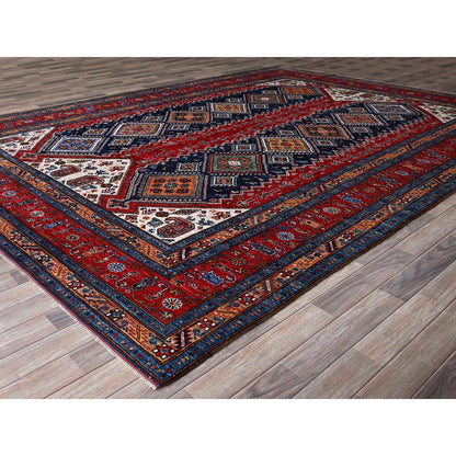 Kazak Wool Hand Knotted Rug Red 9.1x12.3 -O0546