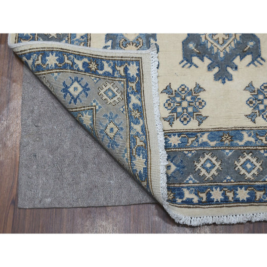 Kazak Wool Hand Knotted Rug Ivory Gray 3.10X5.3 -O054782