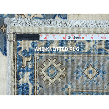Kazak Wool Hand Knotted Rug Ivory Gray 3.10X5.3 -O054782