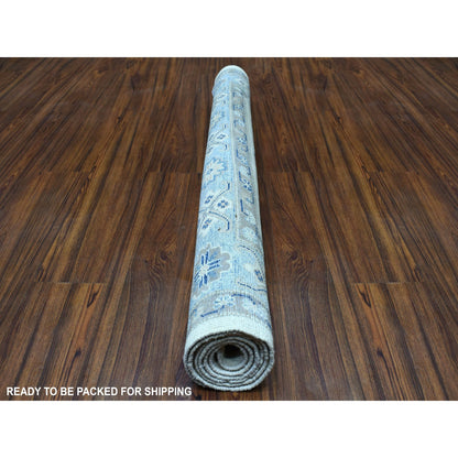Kazak Wool Hand Knotted Rug Ivory Denim Blue 4.0X5.9 -O054784