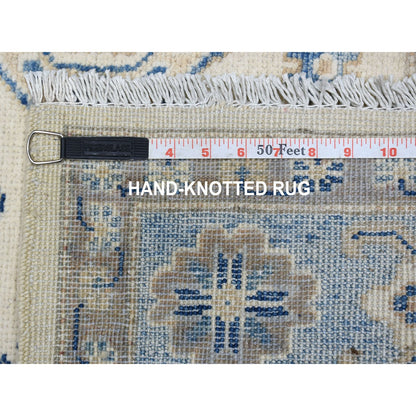 Kazak Wool Hand Knotted Rug Ivory Denim Blue 4.0X5.9 -O054784