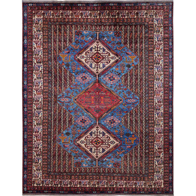 Kazak Wool Hand Knotted Rug Blue 9.5x12.1 -O0547