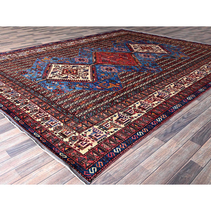 Kazak Wool Hand Knotted Rug Blue 9.5x12.1 -O0547
