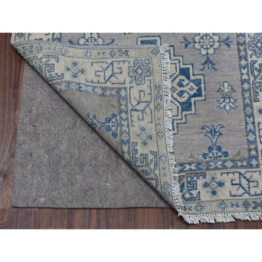 Kazak Wool Hand Knotted Rug Grey Ivory 2.6X9.7 -O054855