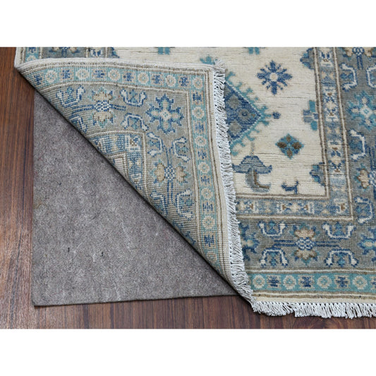 Kazak Wool Hand Knotted Rug Ivory Gray 2.6X9.6 -O054862