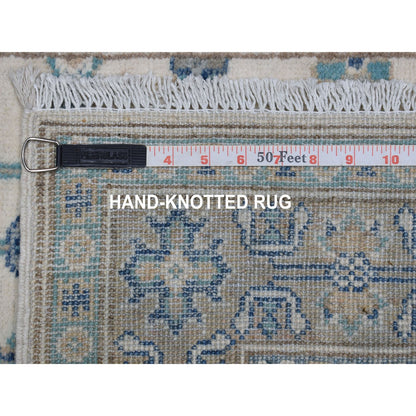 Kazak Wool Hand Knotted Rug Ivory Gray 2.6X9.6 -O054862