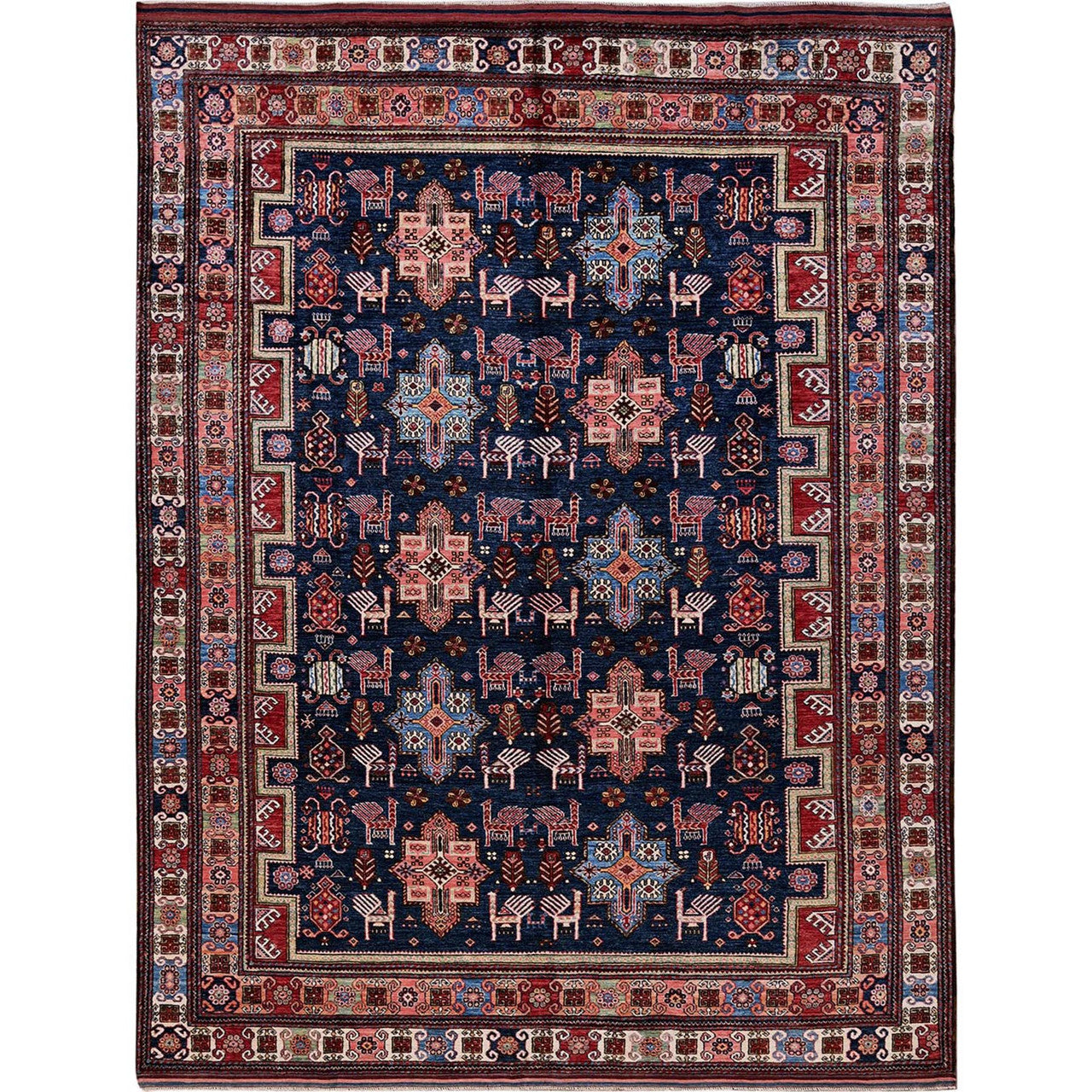 Kazak Wool Hand Knotted Rug Blue 8.2x10.5 -O0548