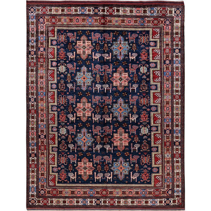 Kazak Wool Hand Knotted Rug Blue 8.2x10.5 -O0548