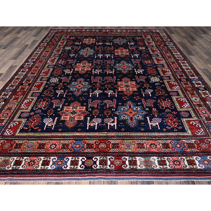 Kazak Wool Hand Knotted Rug Blue 8.2x10.5 -O0548
