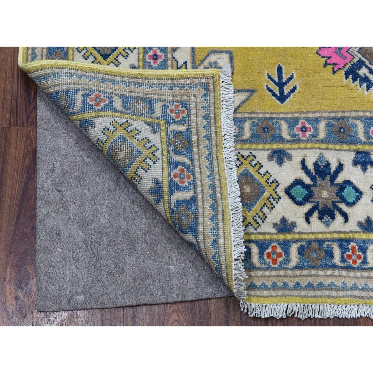 Kazak Wool Hand Knotted Rug Yellow Ivory 4.10X6.6 -O054936