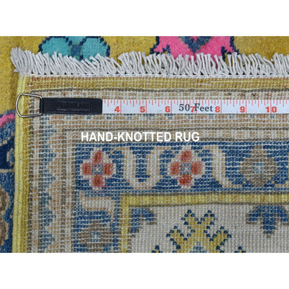 Kazak Wool Hand Knotted Rug Yellow Ivory 4.10X6.6 -O054936