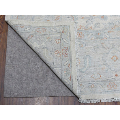 Oushak And Peshawar Wool Hand Knotted Rug Ivory Gray 8.0X9.9 -O054953
