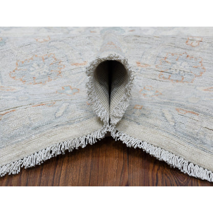 Oushak And Peshawar Wool Hand Knotted Rug Ivory Gray 8.0X9.9 -O054953