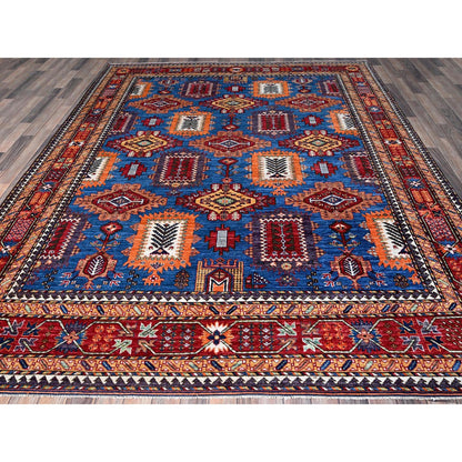 Kazak Wool Hand Knotted Rug Blue 8.2x9.9 -O0549