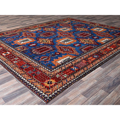 Kazak Wool Hand Knotted Rug Blue 8.2x9.9 -O0549