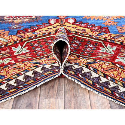 Kazak Wool Hand Knotted Rug Blue 8.2x9.9 -O0549